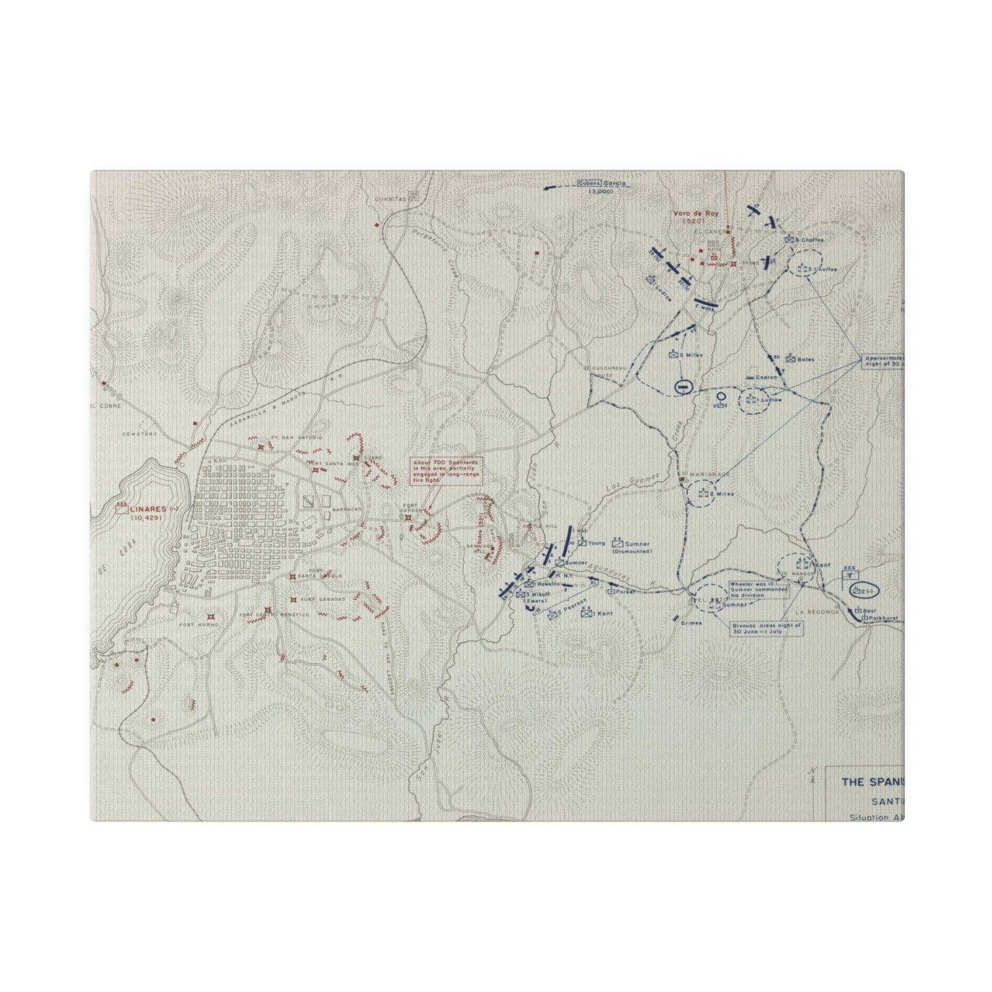 Spanish-American War, Santiago Campaign, Situation Noon 1 July 1898 - Pacific Sky Games
