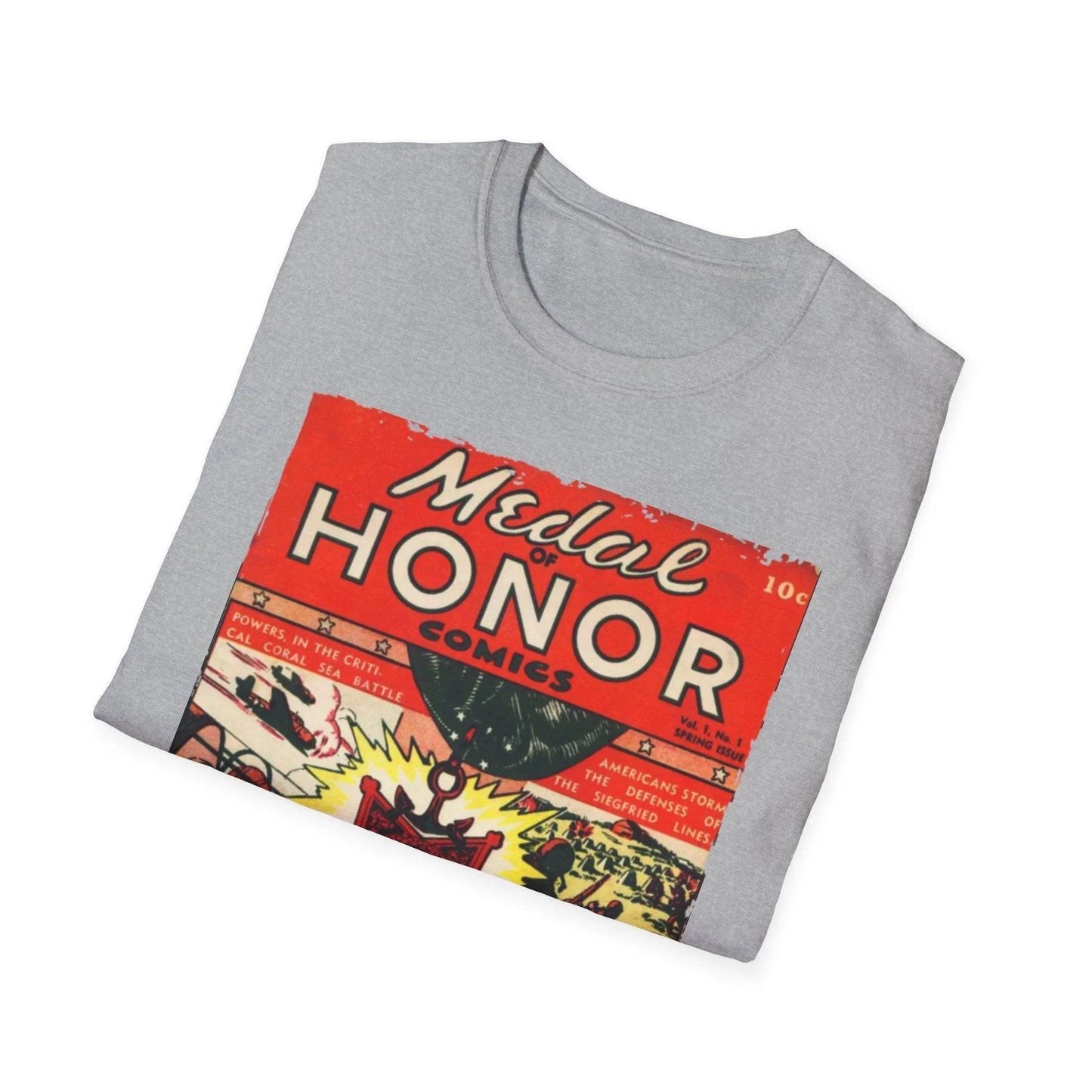 Close-up of the unisex softstyle T-shirt neckline showcasing smooth fabric and reinforced stitching in vibrant red color.