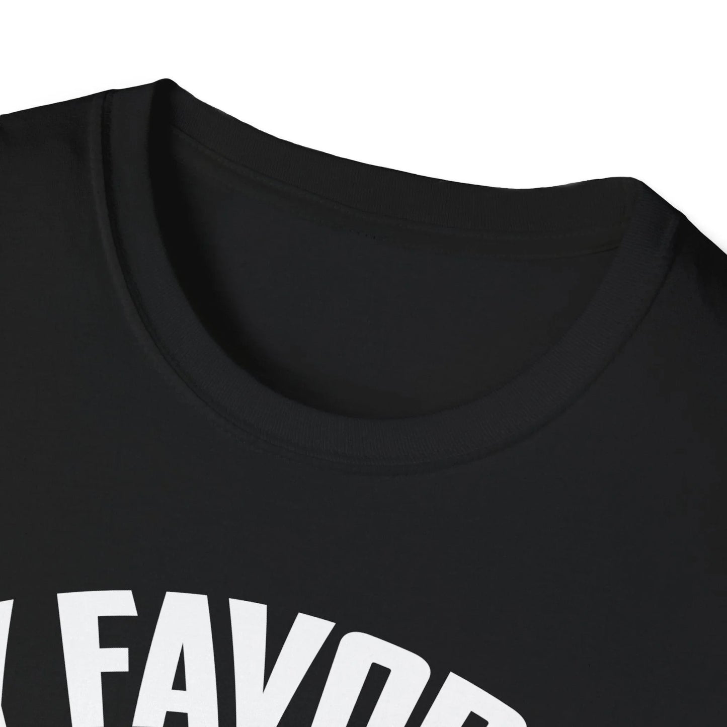 Close-up of the navy Favorite Veteran Mom unisex T-shirt fabric texture and reinforced crew neckline detail.