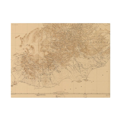 Close-up of textured canvas fabric showing subtle brushstroke details and natural earthy tones from the Arabian Peninsula