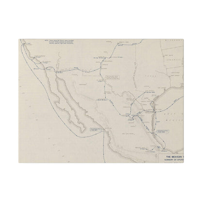 Close-up of textured canvas surface showcasing detailed brushstrokes and vintage color accents from the Mexican War