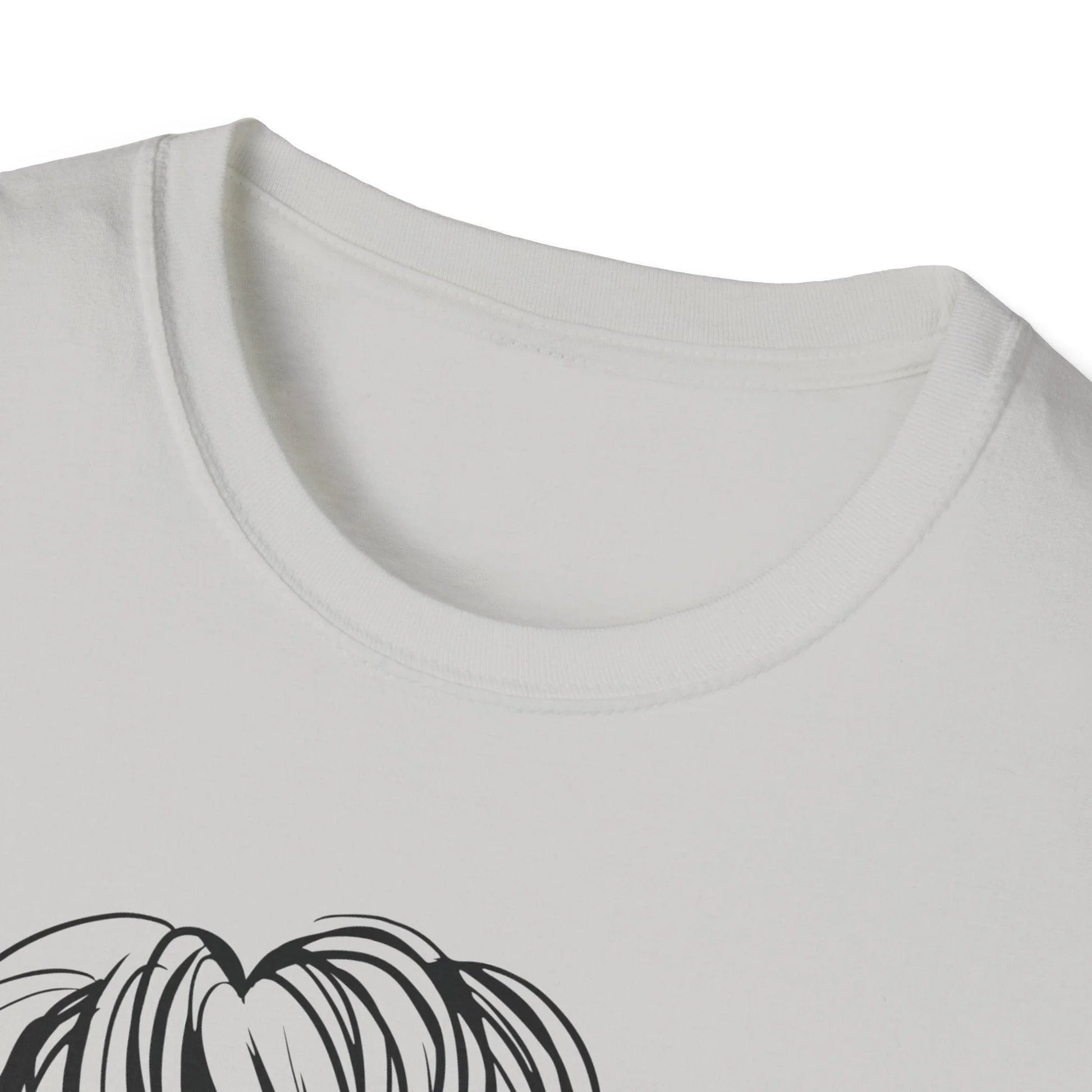 Close-up of the soft and smooth fabric weave showcasing the relaxed fit and vibrant black color of the Messy Buns & Guns