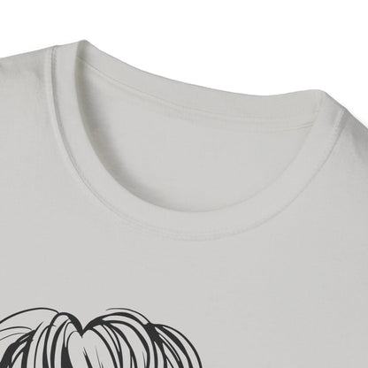 Close-up of the soft and smooth fabric weave showcasing the relaxed fit and vibrant black color of the Messy Buns & Guns