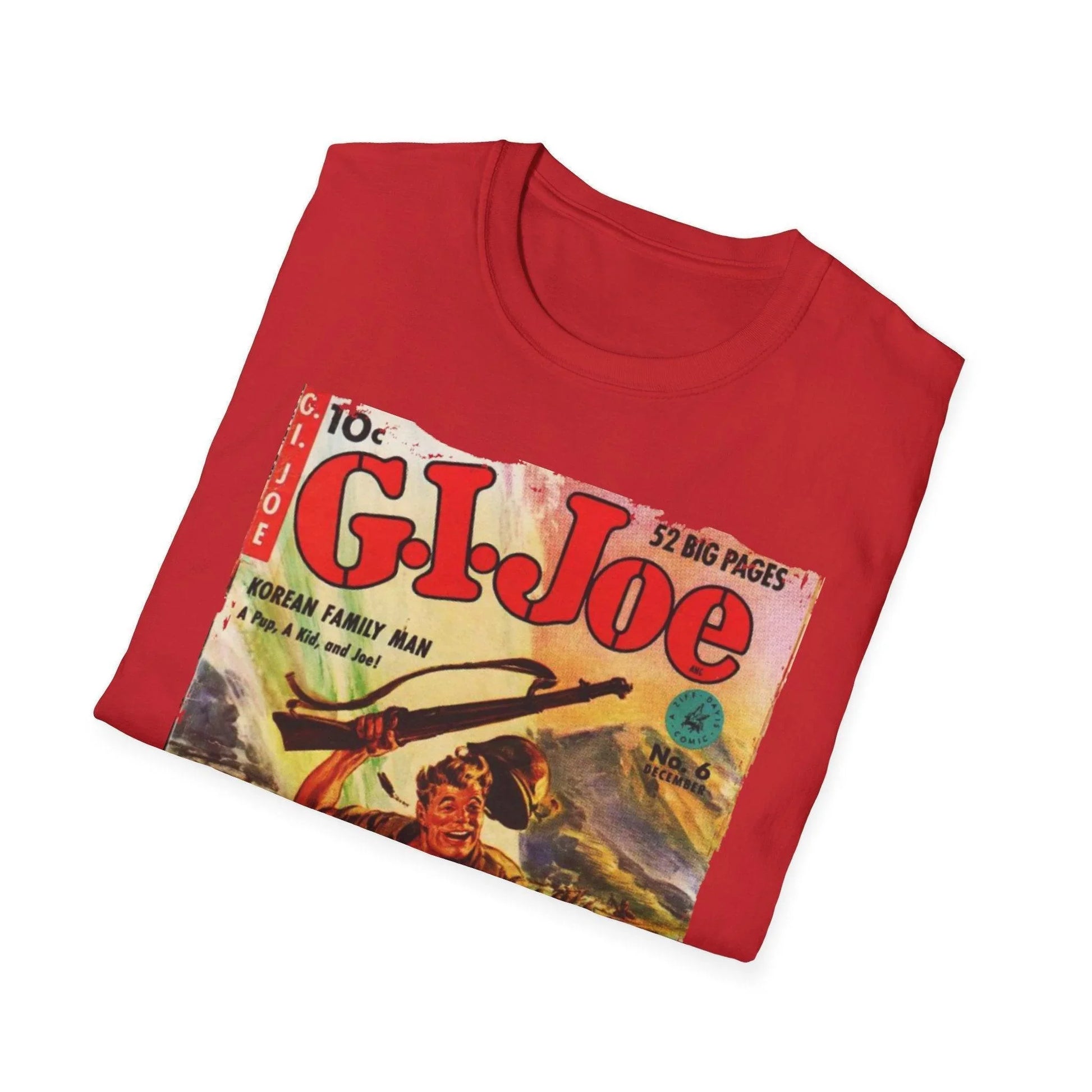 Close-up of the G.I. Joe No.6 softstyle T-shirt’s neckline with reinforced stitching and subtle fabric texture in navy color.