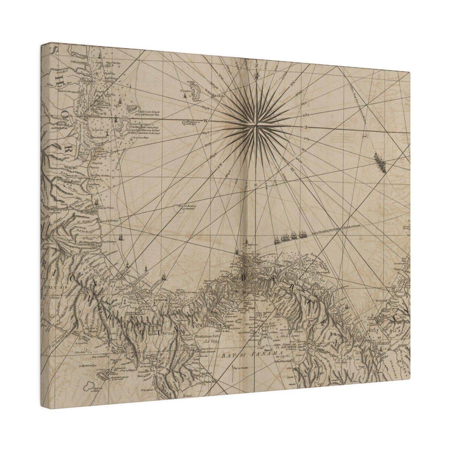 Detailed view of the canvas surface highlighting textured brushstrokes and vibrant color blending in the Panama landscape