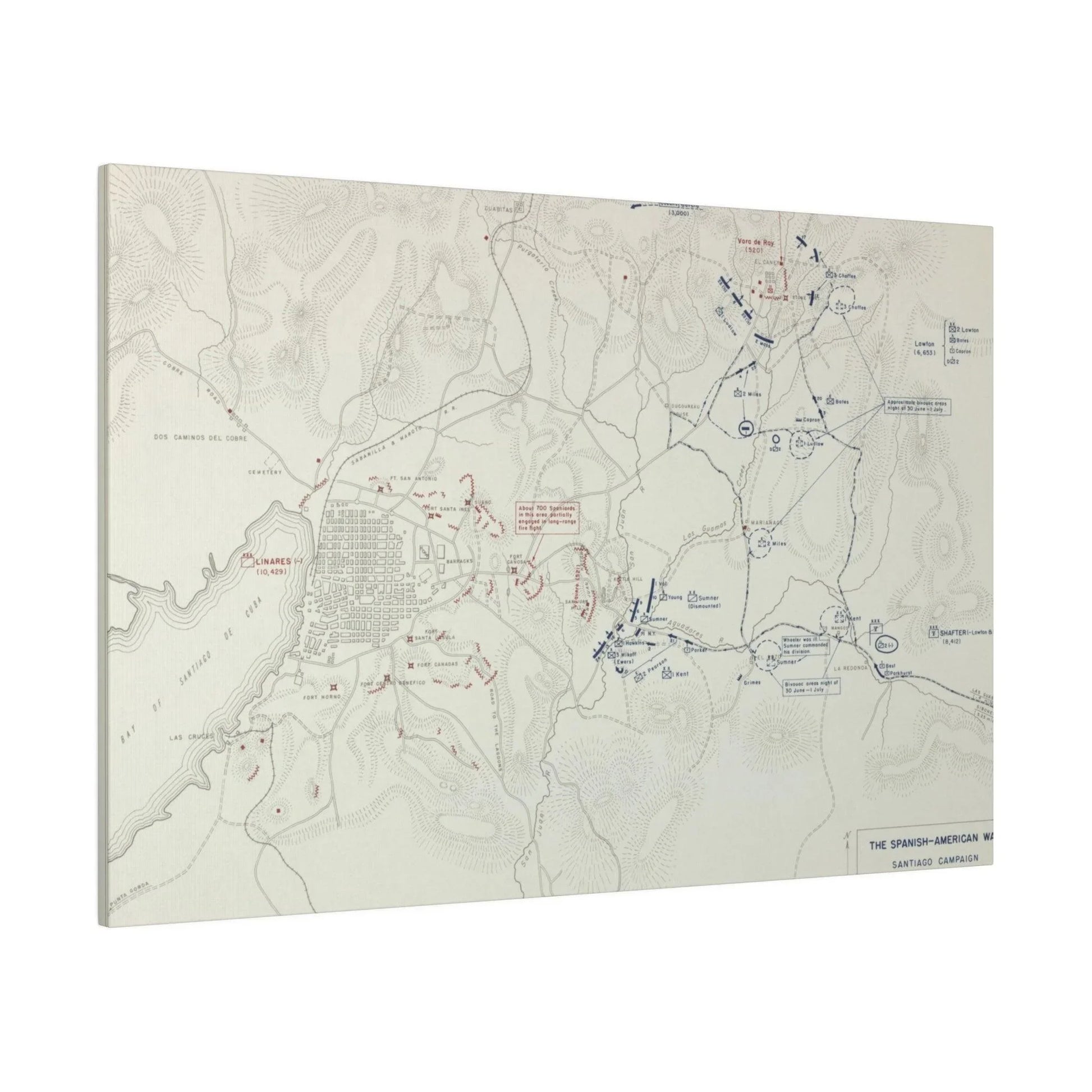 Spanish-American War, Santiago Campaign, Situation Noon 1 July 1898 - Pacific Sky Games