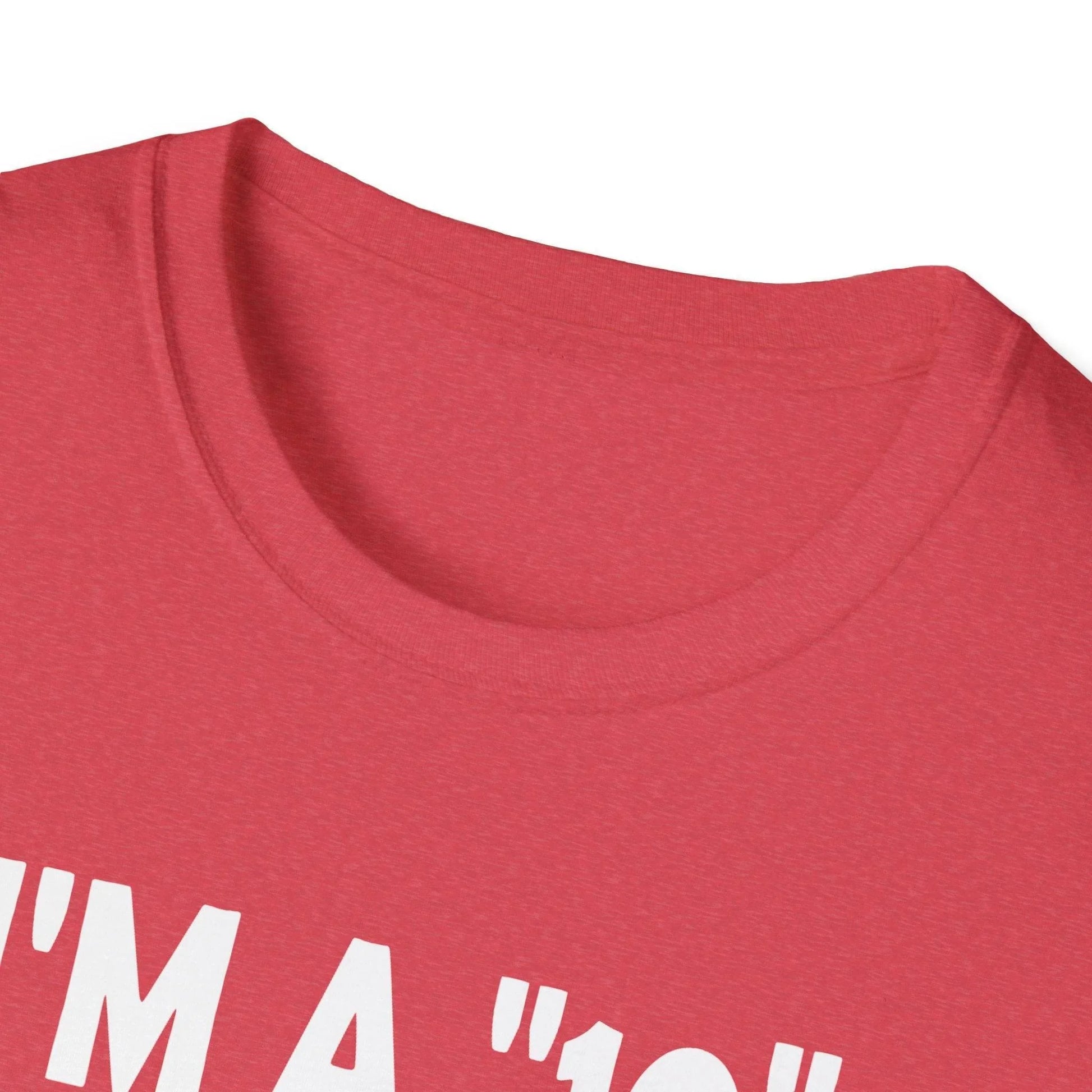 Close-up of the white unisex softstyle T-shirt’s neckline and smooth fabric texture at the shoulder seam detail.