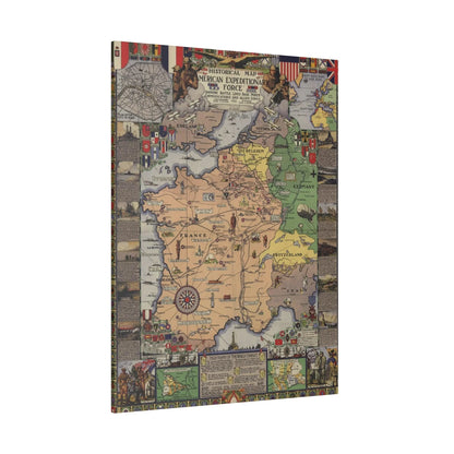 Close-up of vintage canvas texture highlighting subtle creases and worn finish from a front-facing angle of the WWI American