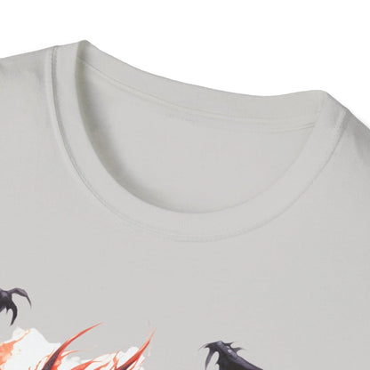 Close-up of the unisex softstyle T-shirt neckline showing reinforced stitching and smooth fabric texture in vibrant teal