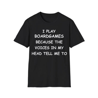 I Play Boardgames unisex white cotton crew neck T-shirt with regular fit and printed design by Printify