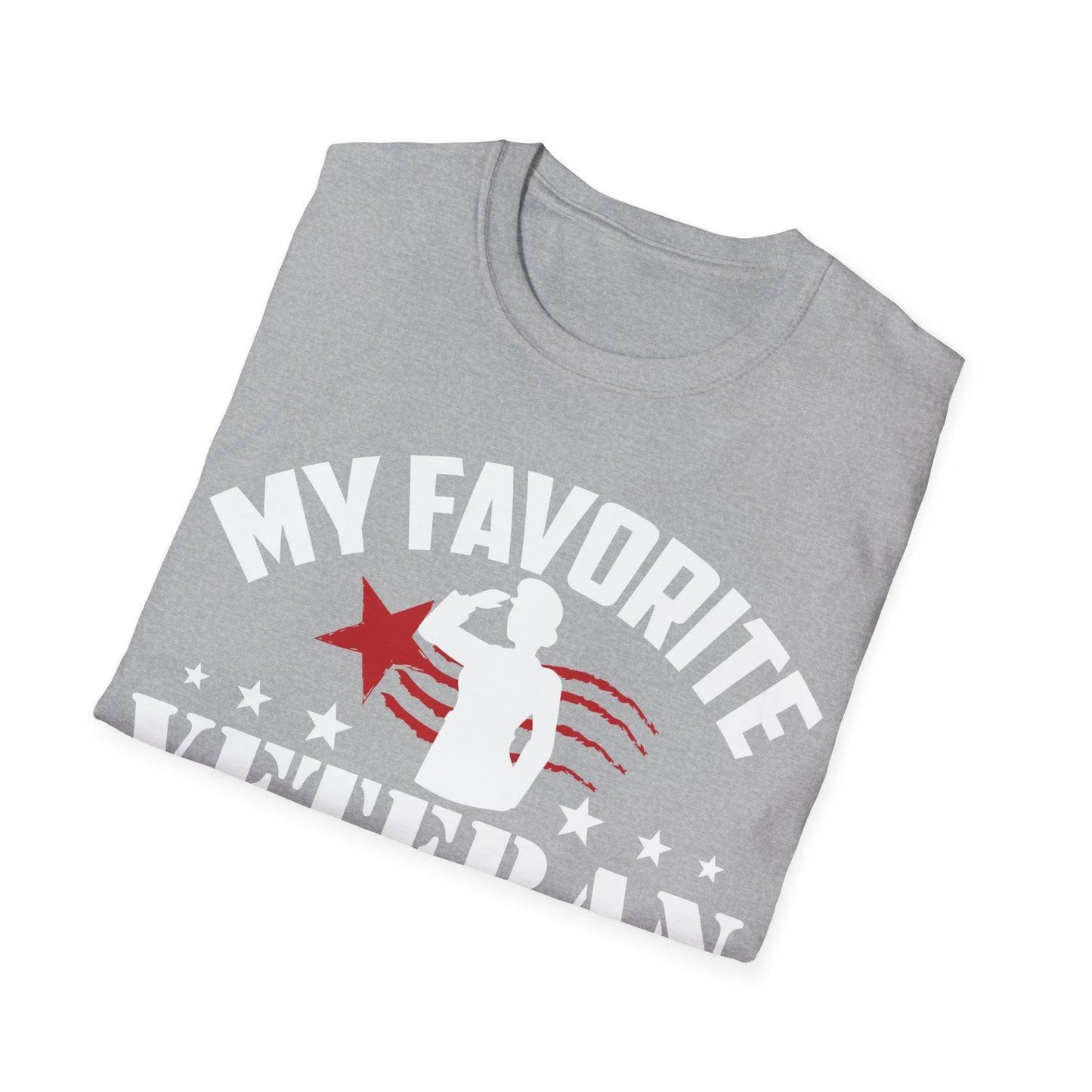 Front neckline detail showcasing the soft heather gray fabric and reinforced seam stitching of the unisex fit T-shirt.