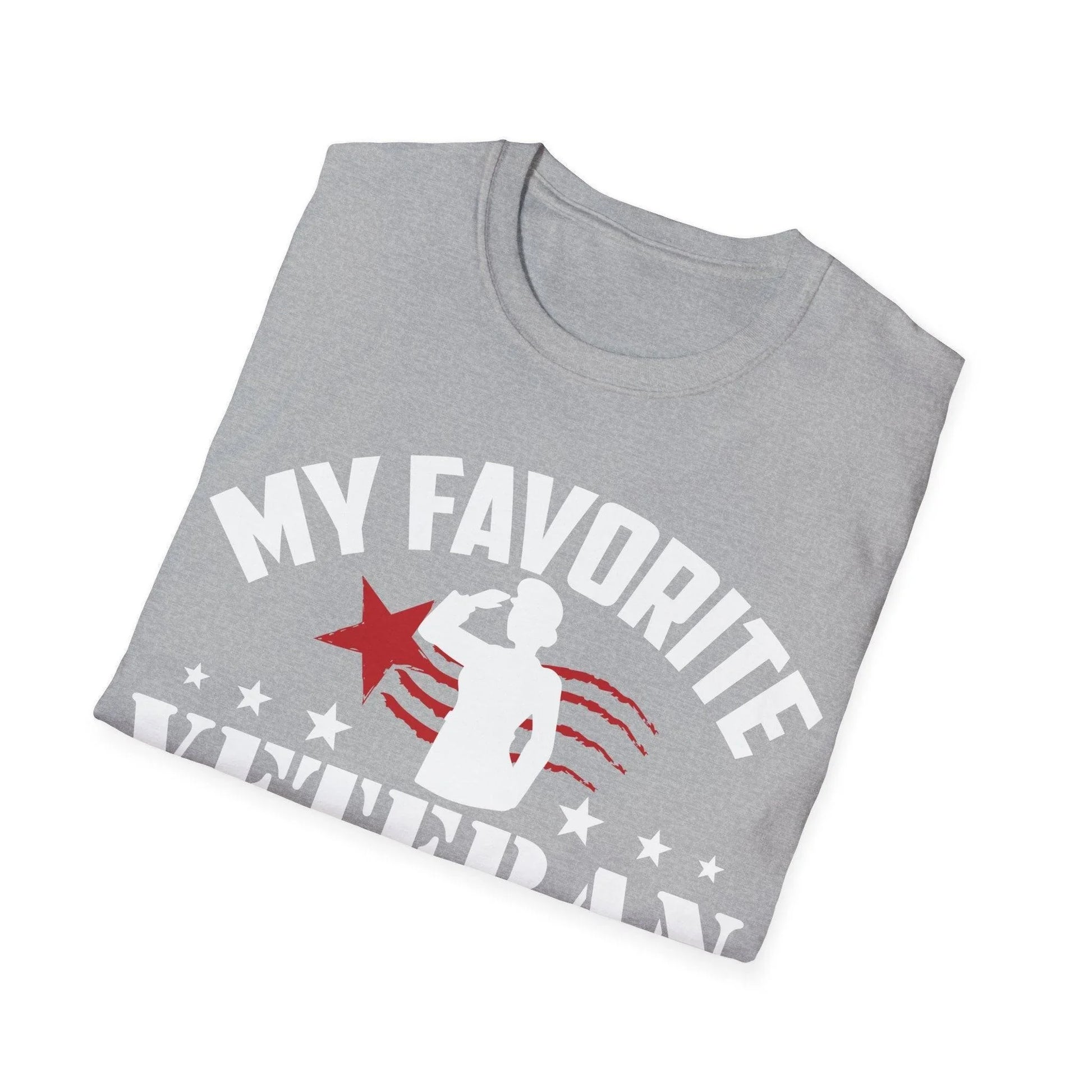 Front neckline detail showcasing the soft heather gray fabric and reinforced seam stitching of the unisex fit T-shirt.