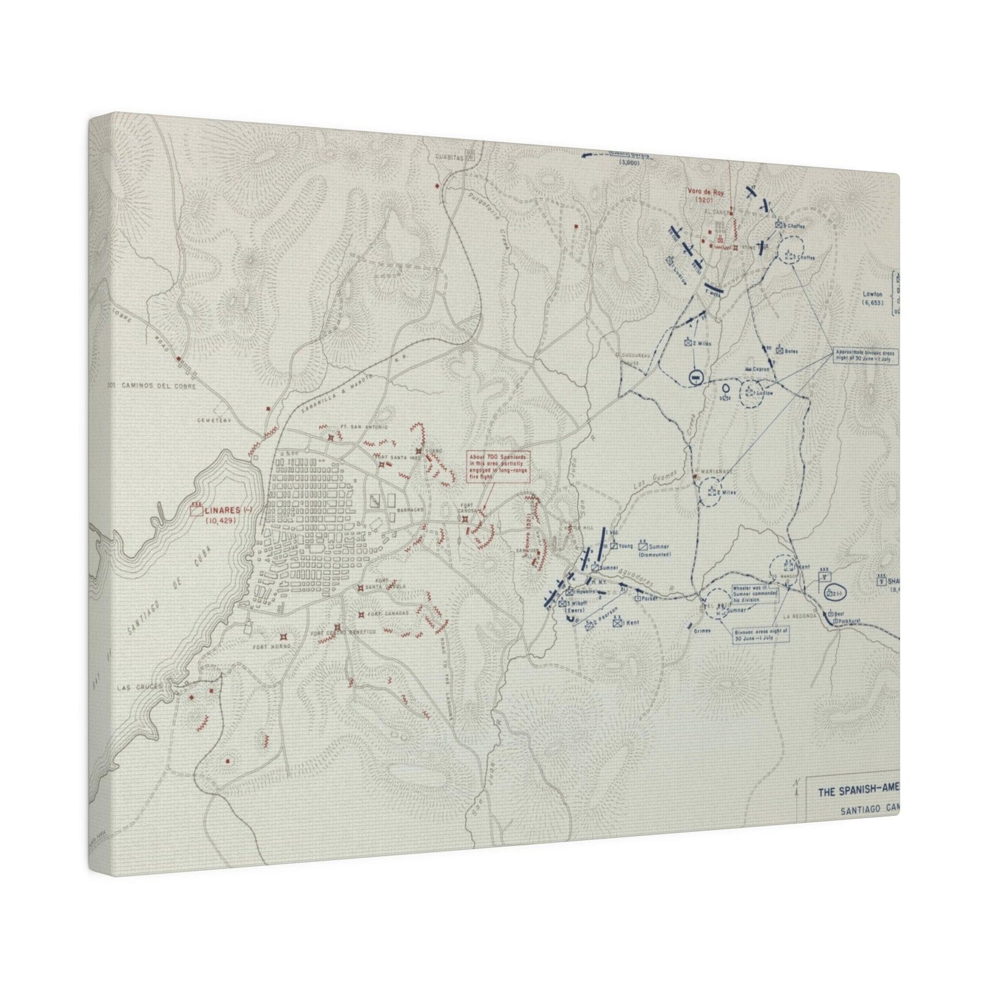 Spanish-American War, Santiago Campaign, Situation Noon 1 July 1898 - Pacific Sky Games