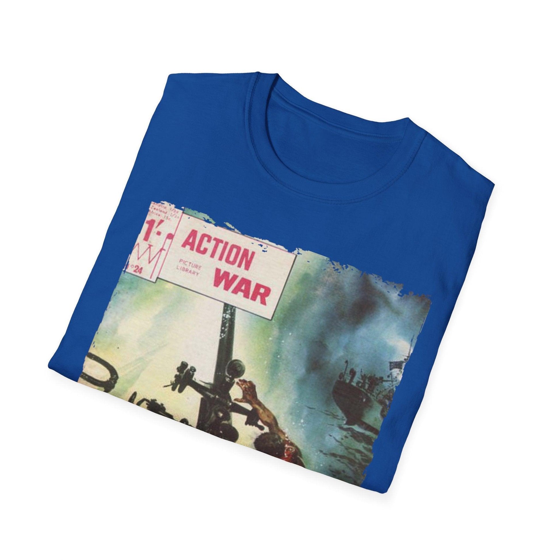 Close-up of the unisex softstyle T-shirt's fabric texture showing the smooth, lightweight cotton blend and subtle heather