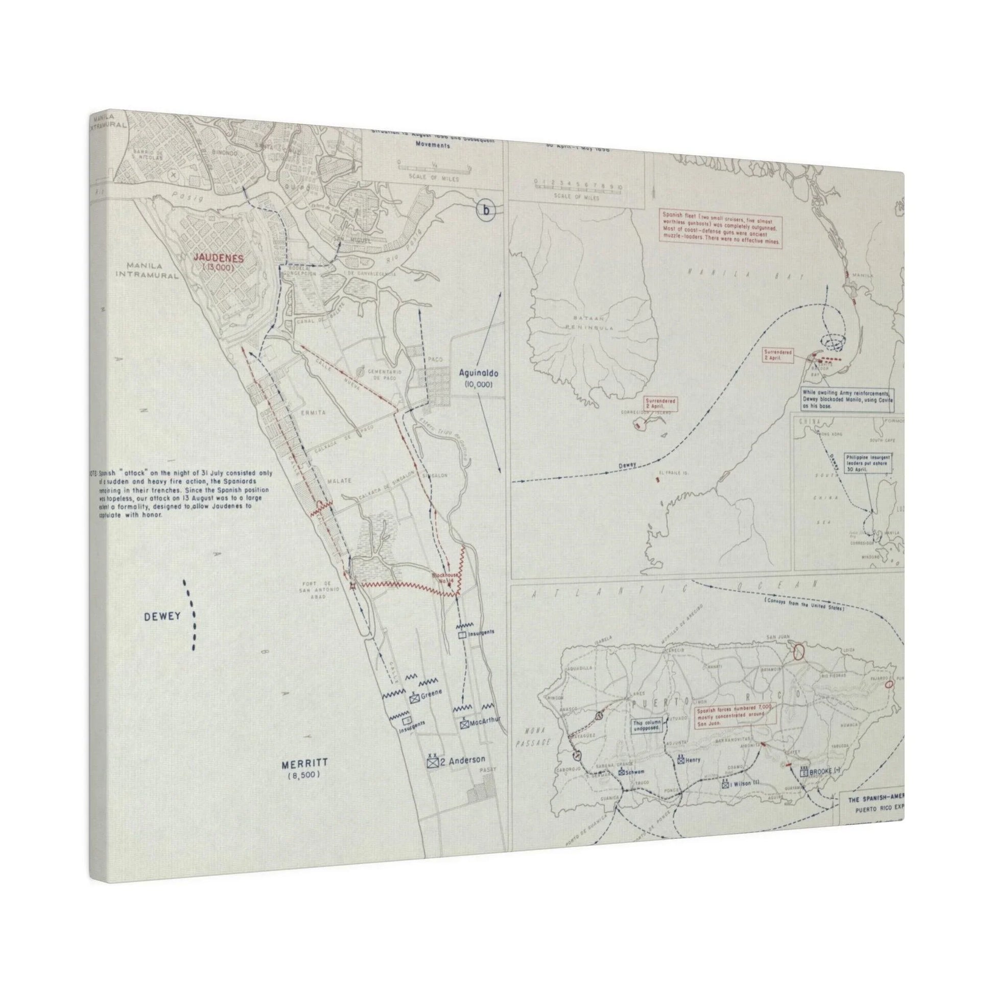 Spanish-American War, Philippines and Puerto Rico, Puerto Rico Expedition 25 July - 12 Aug, Naval Operations in Manila Bay 30 Apr - 1 May, Capture of Manila 13 Aug 1898 - Pacific Sky Games