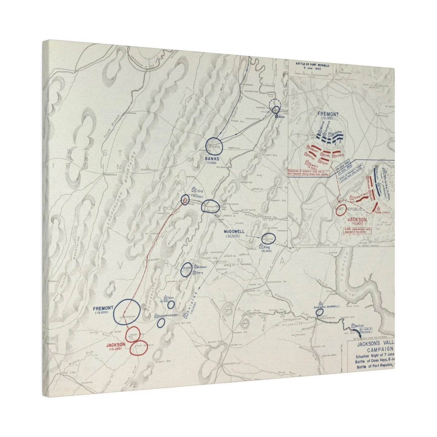 Close-up of detailed canvas texture highlighting historical brushstrokes depicting Civil War battle scene from Jackson's