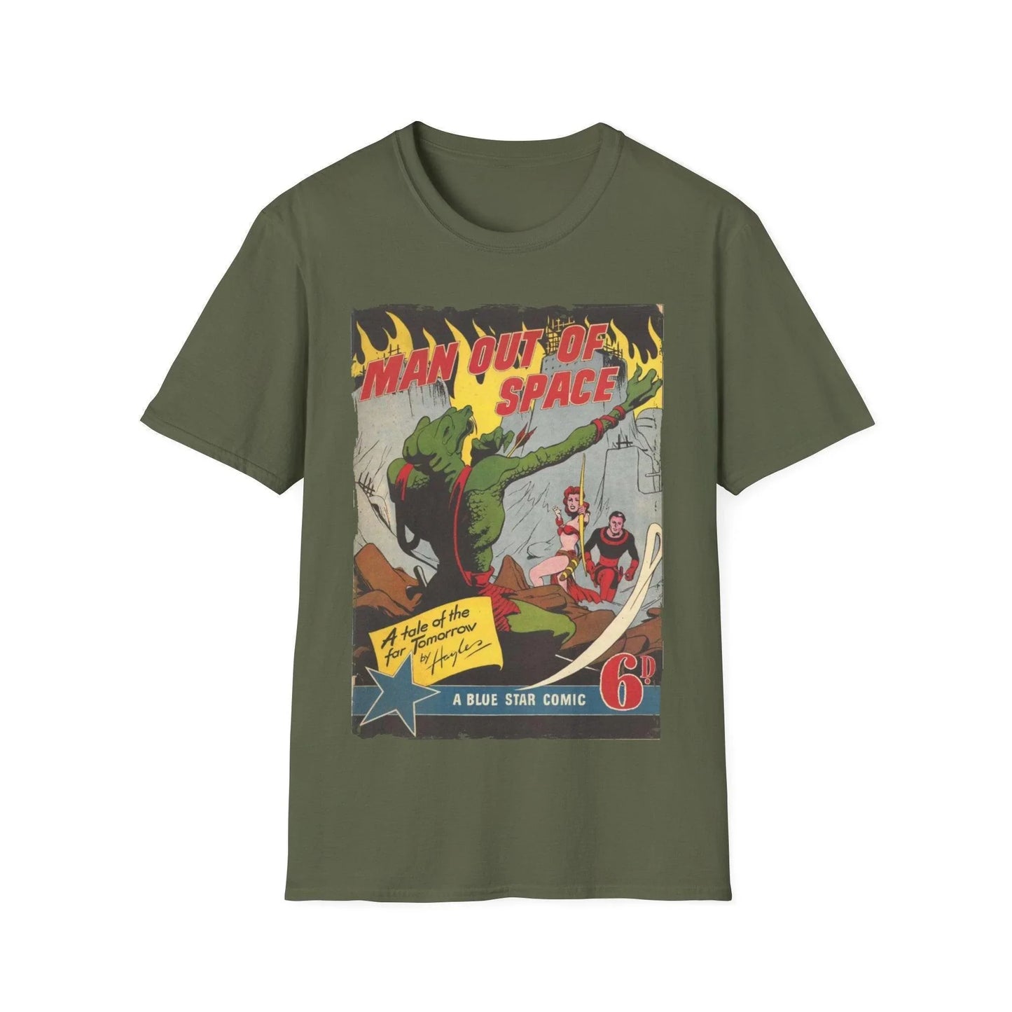 Close-up of the unisex softstyle T-shirt fabric showing the relaxed fit and charcoal gray color from a front angle with