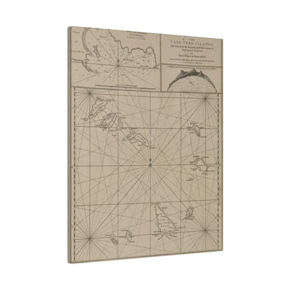 Close-up of vibrant Cape Verde Islands canvas featuring textured surface and detailed map outline from a diagonal angle