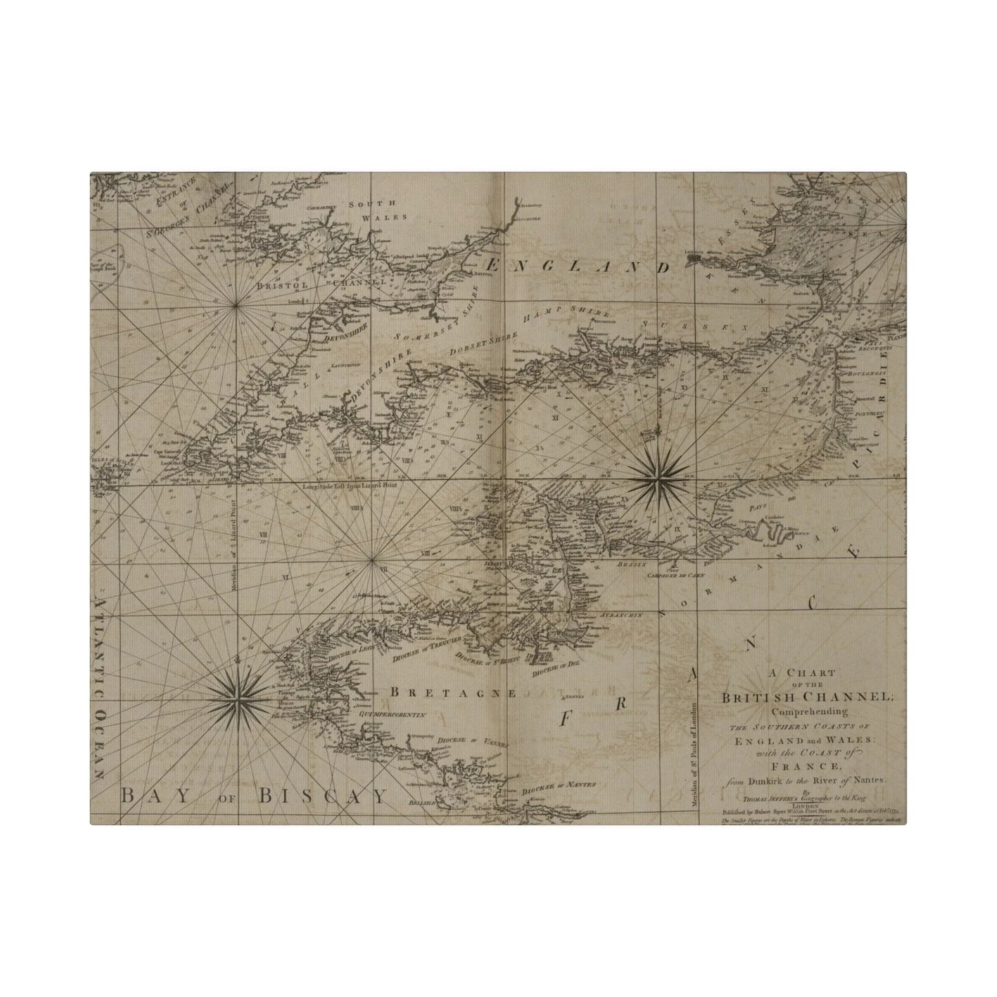 Close-up of the detailed nautical map lines and textured canvas surface highlighting vintage cartography style.