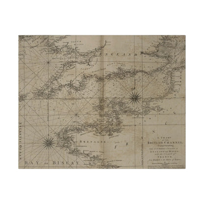 Close-up of the detailed nautical map lines and textured canvas surface highlighting vintage cartography style.