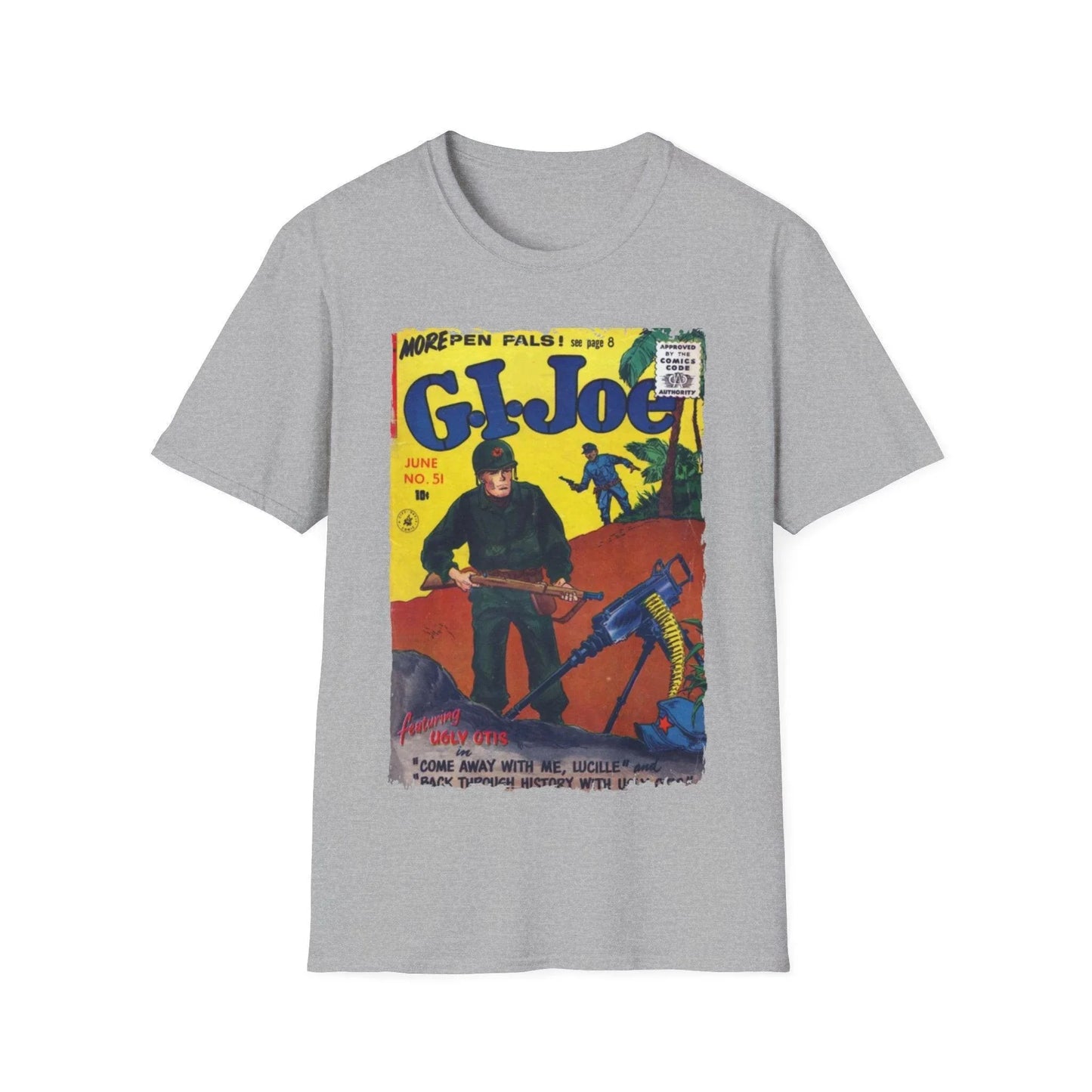 Close-up of the unisex softstyle T-shirt’s collar revealing the smooth ribbed neckline and subtle stitching details in deep