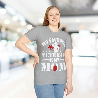 Front neckline detail of the unisex softstyle T-shirt in navy with visible stitching and reinforced seams for durability.