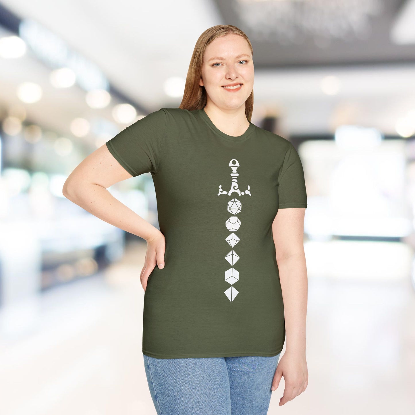 Dice Sword White - Unisex Softstyle T-Shirt