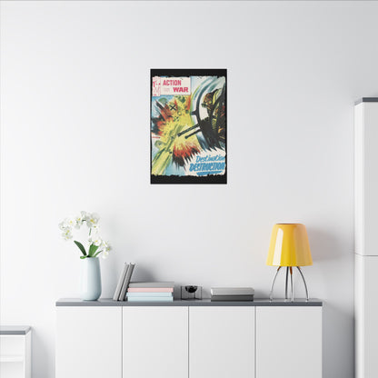 Close-up of the textured canvas surface highlighting the detailed weave and matte finish of Action War #26 print.