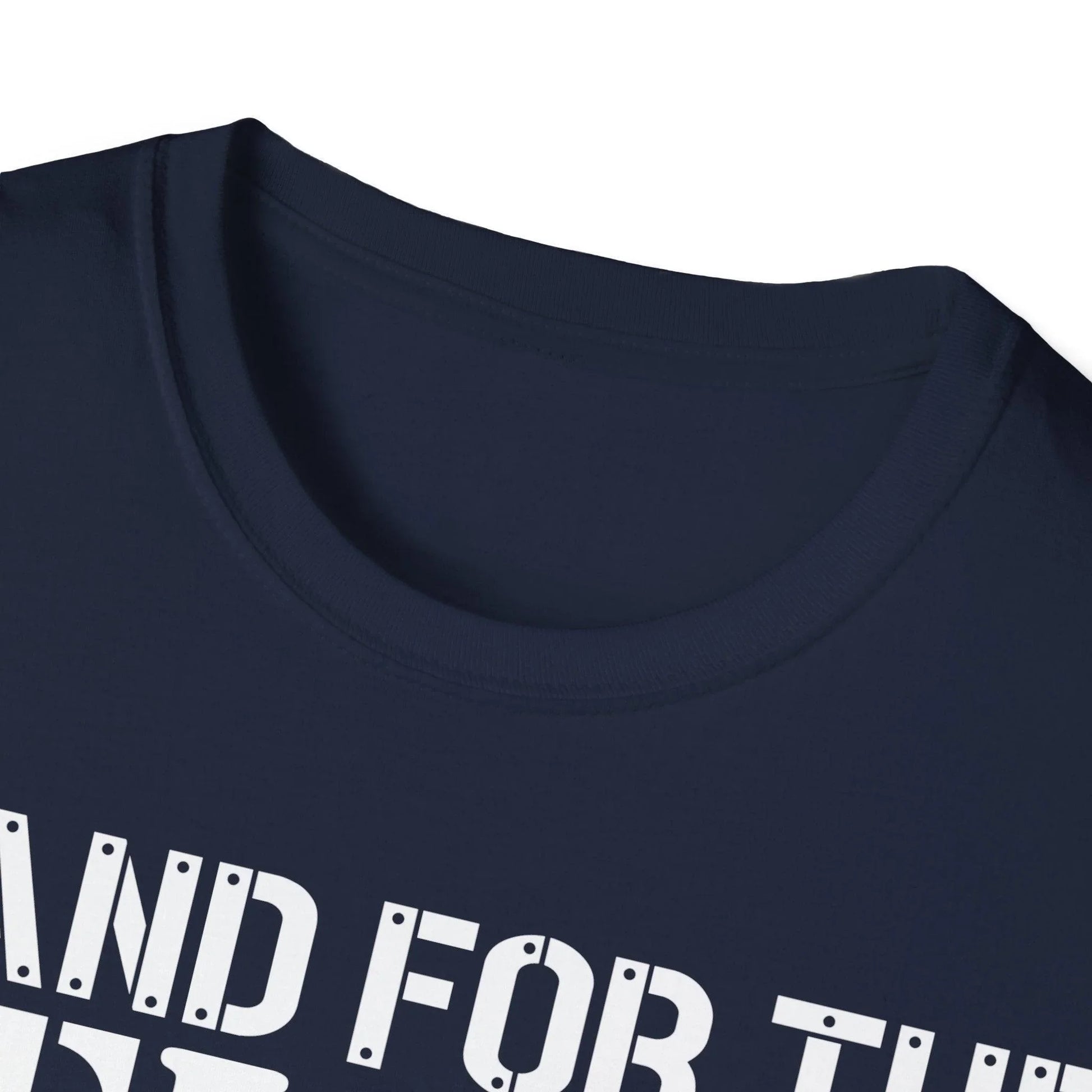 Close-up of the unisex soft fabric collar with reinforced stitching and subtle ribbing on the crew neckline of the black