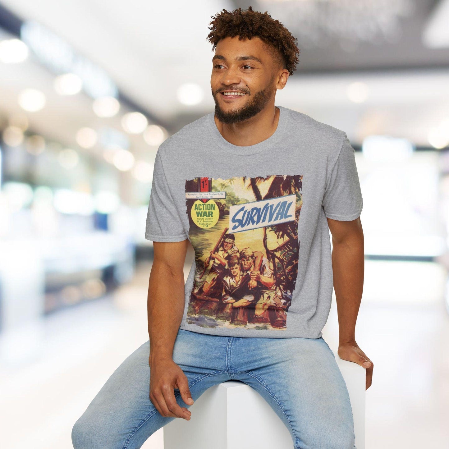 Close-up of the unisex softstyle T-shirt's relaxed fit tag sewn into the hem showcasing the fabric’s smooth texture in deep