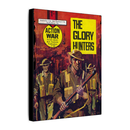 Close-up of the comic book cover's textured canvas surface highlighting vibrant colors and detailed line work at a slight