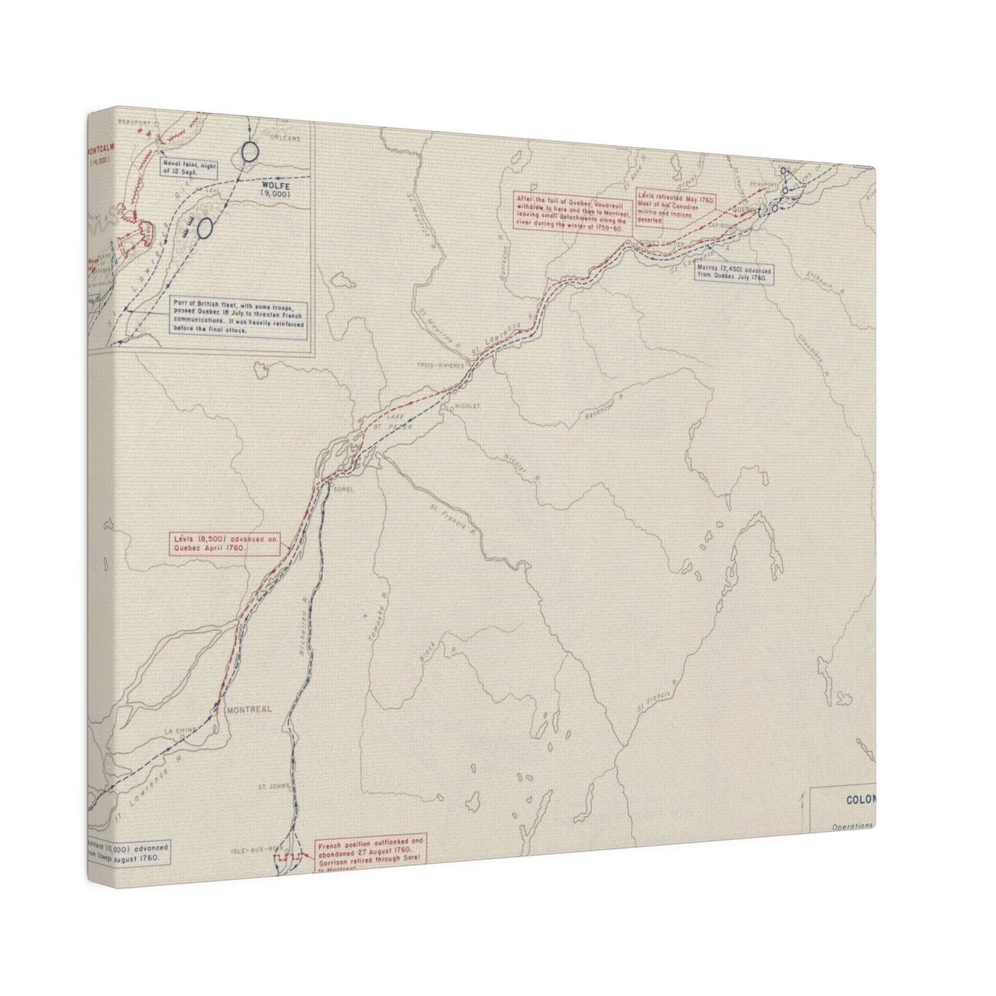 Close-up of detailed canvas texture and subtle color variations on the colonial warfare scene with visible brushstroke