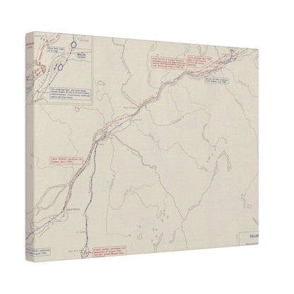 Close-up of detailed canvas texture and subtle color variations on the colonial warfare scene with visible brushstroke