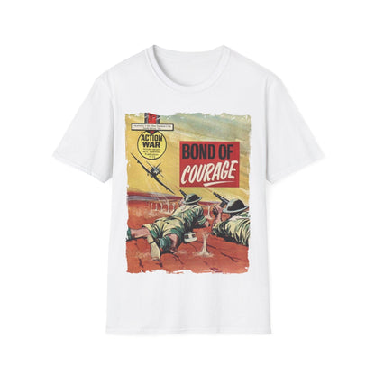 Close-up of the unisex softstyle fabric texture highlighting the smooth, relaxed fit and vibrant navy color from a front