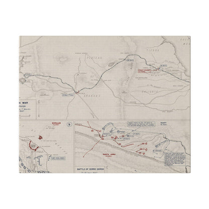 Close-up of detailed battle scene highlighting soldiers and weaponry from Scott's 1847 Mexican War campaign canvas.