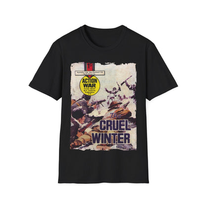 Printify Action War #8 unisex regular fit cotton crew neck T-shirt in black with graphic design