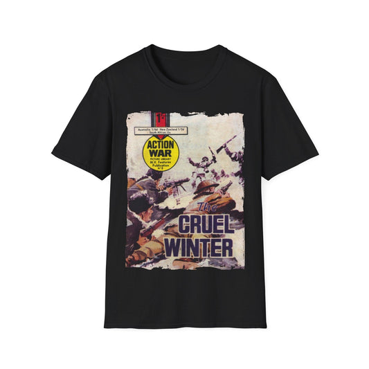 Printify Action War #8 unisex regular fit cotton crew neck T-shirt in black with graphic design