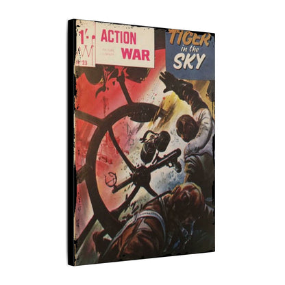 Printify Action War #23 canvas wall art, 24x36 inches, matte eco-friendly print with wood hanging hardware for indoor living