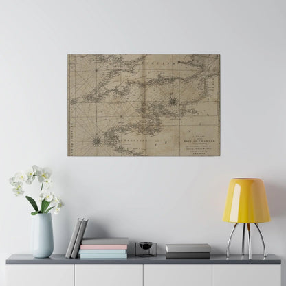 Close-up of the Chart of the British Channel showing detailed coastlines, placenames, and navigation symbols on textured