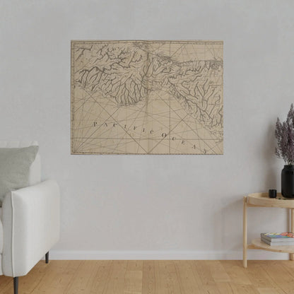 Close-up of the "Coast of New Spain" canvas showing textured brushstrokes and rich color blending along the top edge.