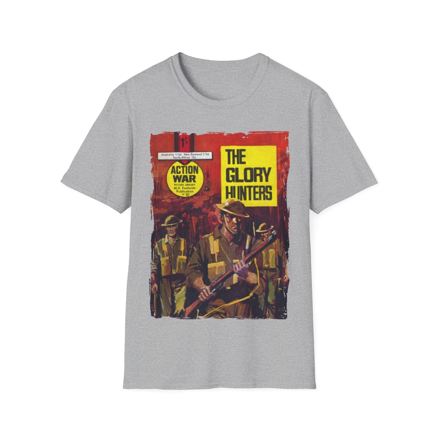 Close-up of the unisex T-shirt's soft cotton fabric, showing subtle heather pattern and relaxed fit neckline detail.