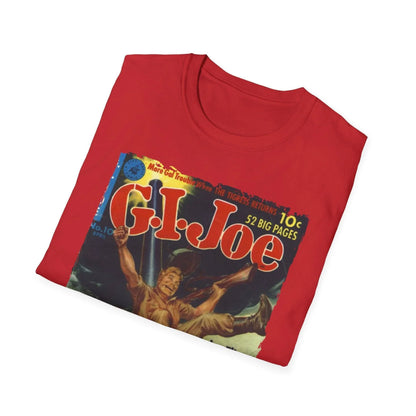 Close-up of the G.I. Joe No.10 Apr T-Shirt’s soft cotton fabric and relaxed fit, showcasing the vibrant red color and smooth