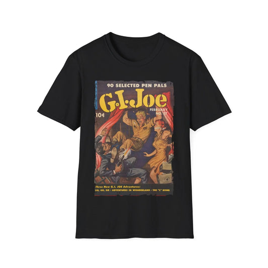 Printify G.I. Joe No.37 unisex cotton crew neck T-shirt with regular fit in navy blue, DTG printed design, short sleeves
