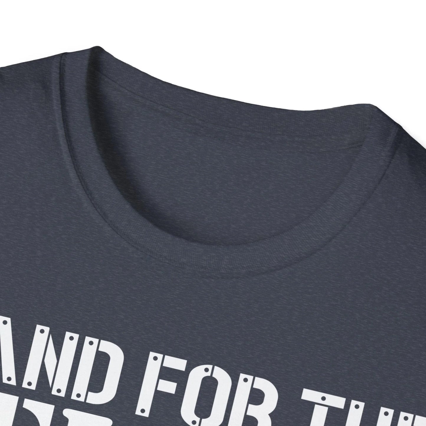 Detail of the unisex softstyle fabric weave in charcoal gray, highlighting subtle heather texture on relaxed fit T-shirt