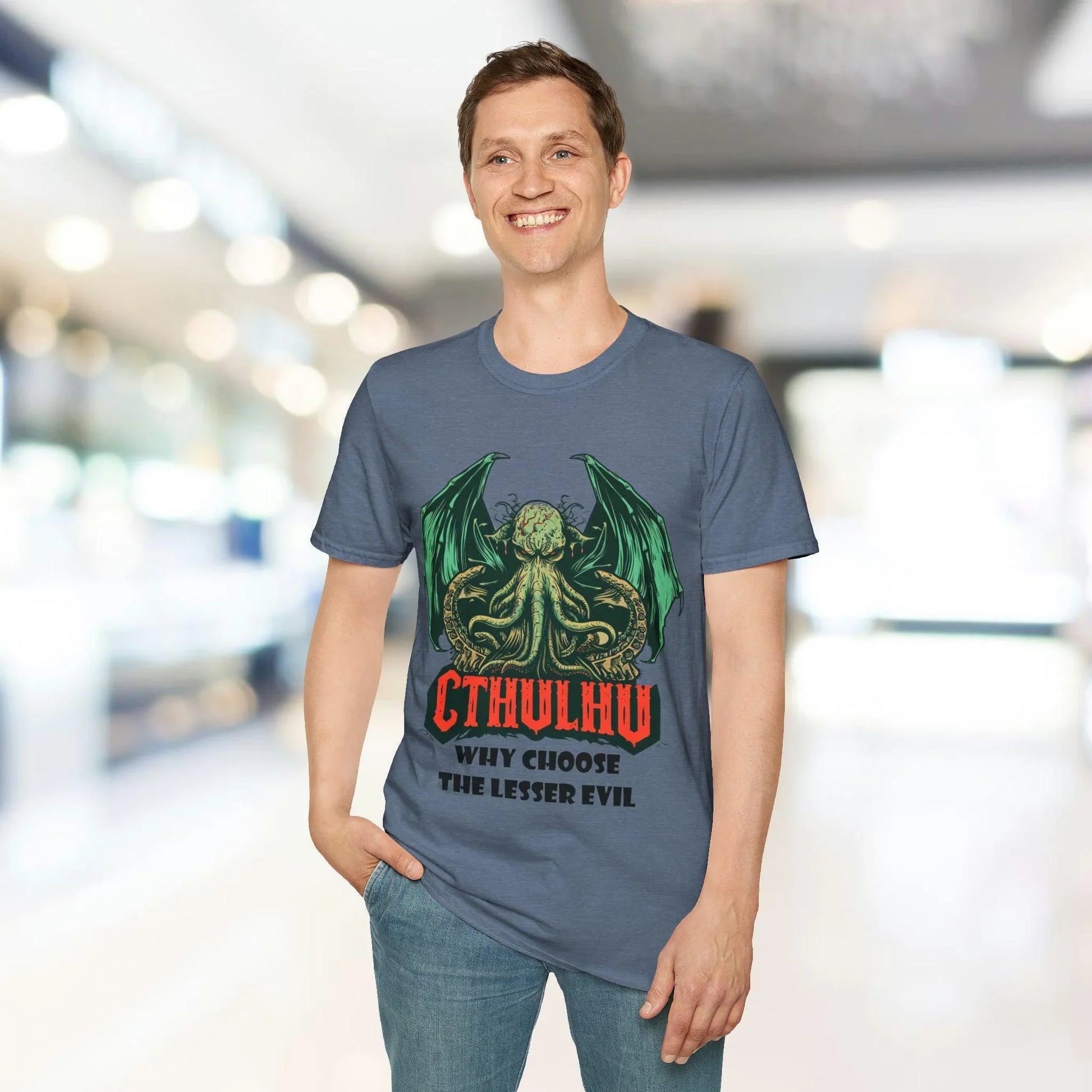 Close-up of the unisex softstyle fabric displaying the vibrant black color and smooth texture from a slight overhead angle