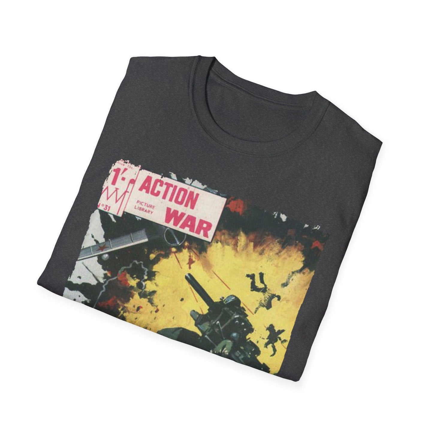 Close-up of the T-shirt’s neckline and shoulder seam highlighting soft cotton fabric and smooth stitching detail