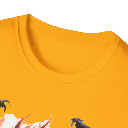 Close-up of the unisex fit label on the collar showing “& Dragons” branding and fabric weave detail in soft black color