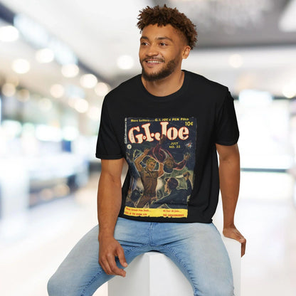 Close-up of the G.I. Joe No.33 softstyle fabric tag on the hem, showcasing white stitching and subtle branding details.