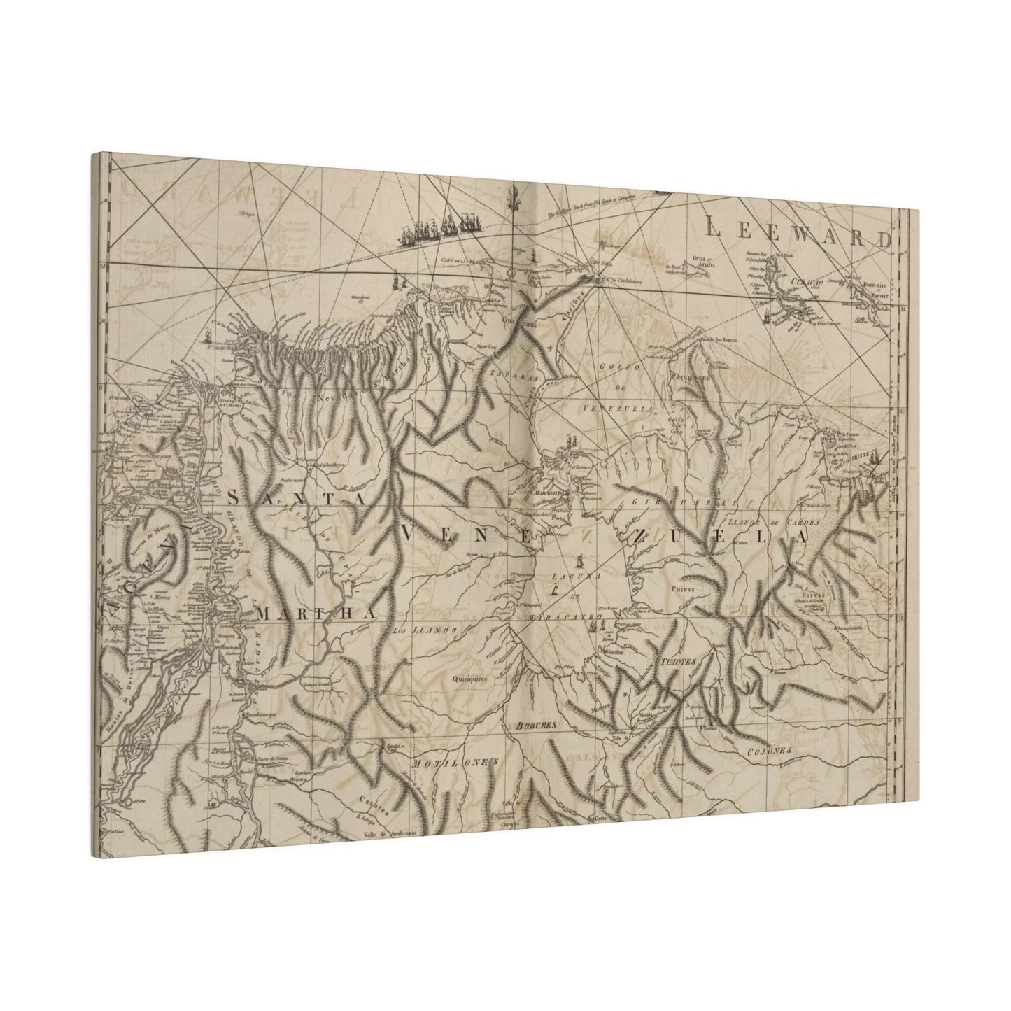 Detailed view of textured canvas surface capturing the vibrant ocean hues and subtle brushstroke details from the Coast of