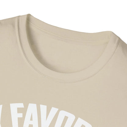 Close-up of the unisex softstyle fabric showing the heathered navy color and slim fit neckline from a front-overhead angle.